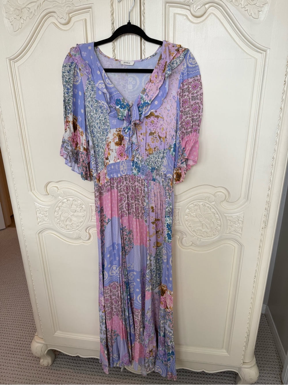 Spell Cha Cha Gown Bohemian Floral Maxi Dress in Lavender and Pink